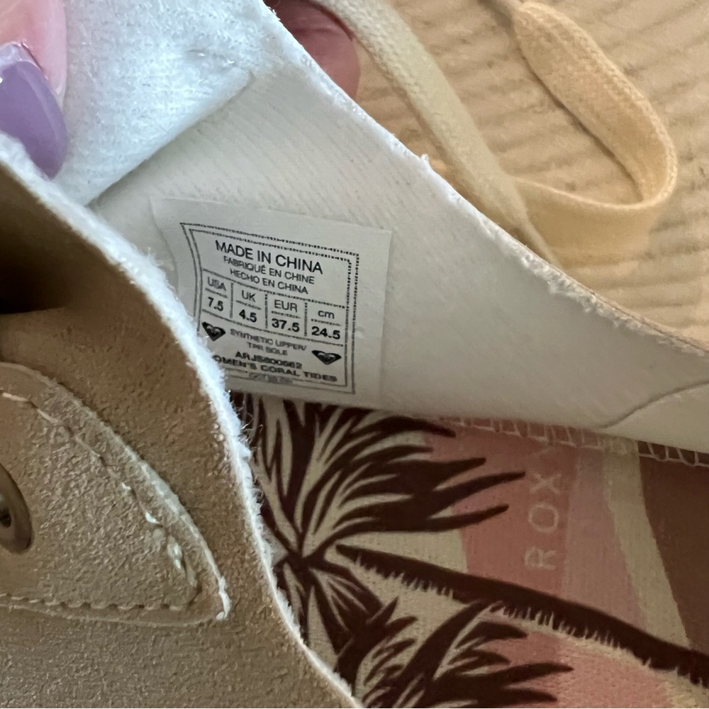Roxy Coral Tides Sneakers Taupe Size 7.5 - Picture 7 of 9